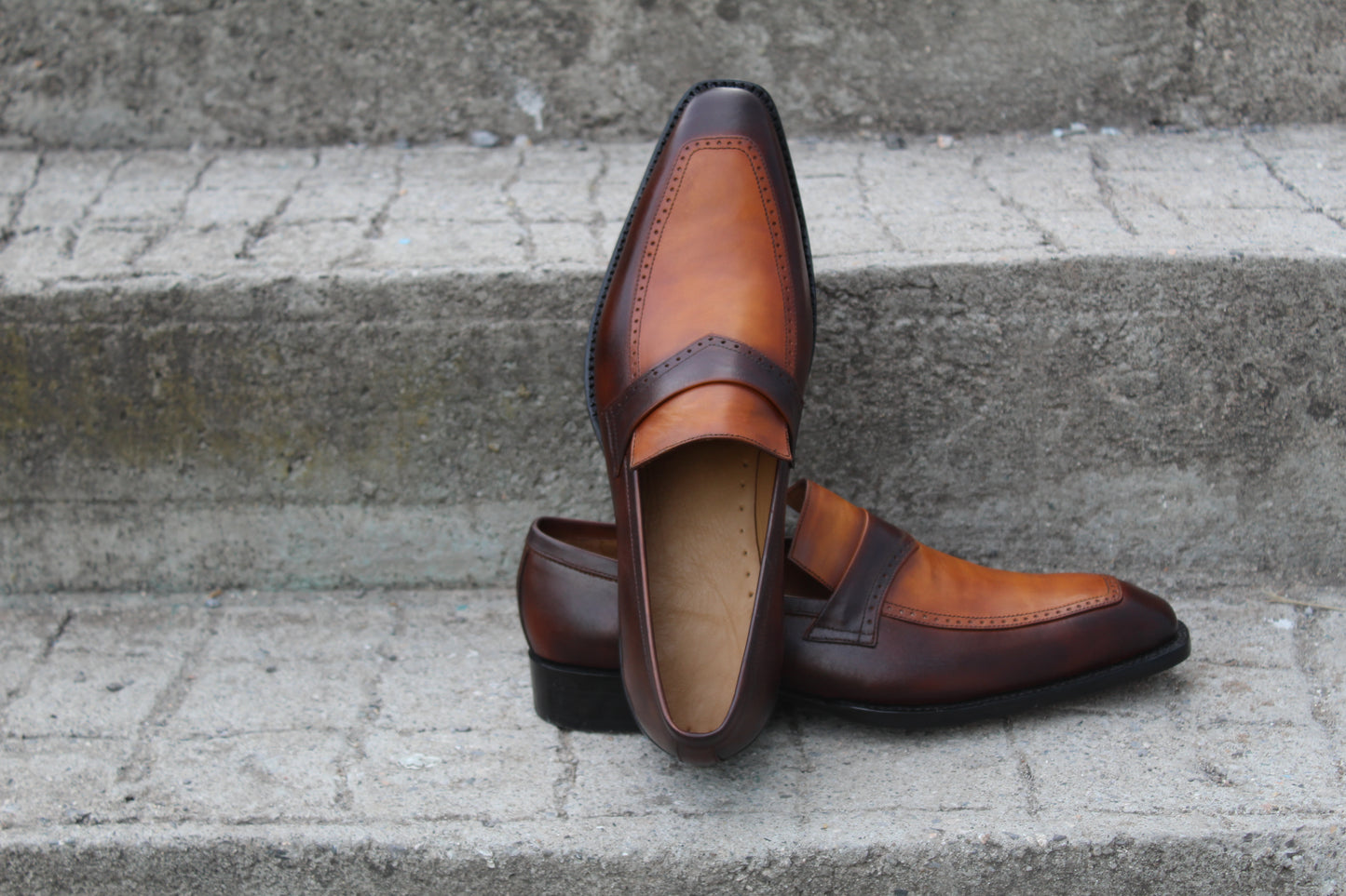 Handmade Men's Leather Brown Slip On Moccasin Shoes