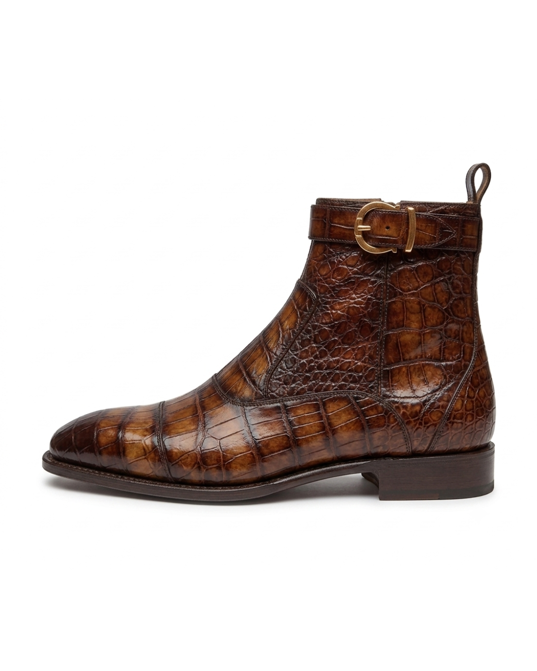 Handmade men's Cognac Cayman leather Oxford shoes