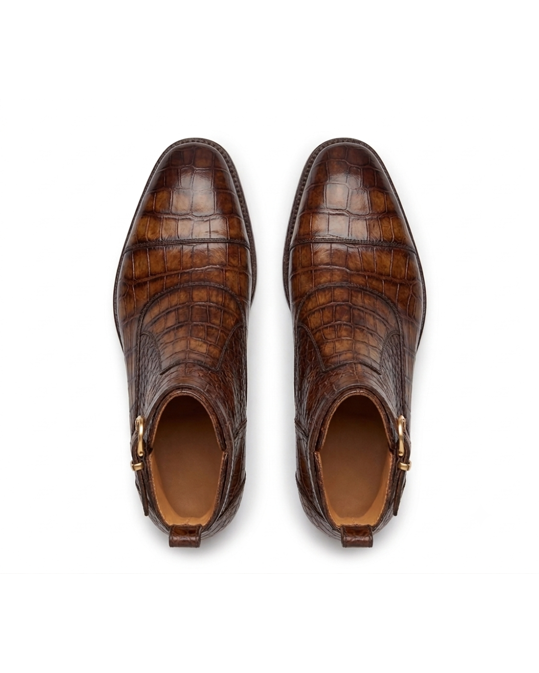 Handmade men's Cognac Cayman leather Oxford shoes
