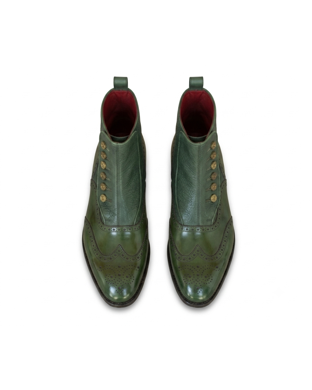 Handmade men's Emerald Button leather boots