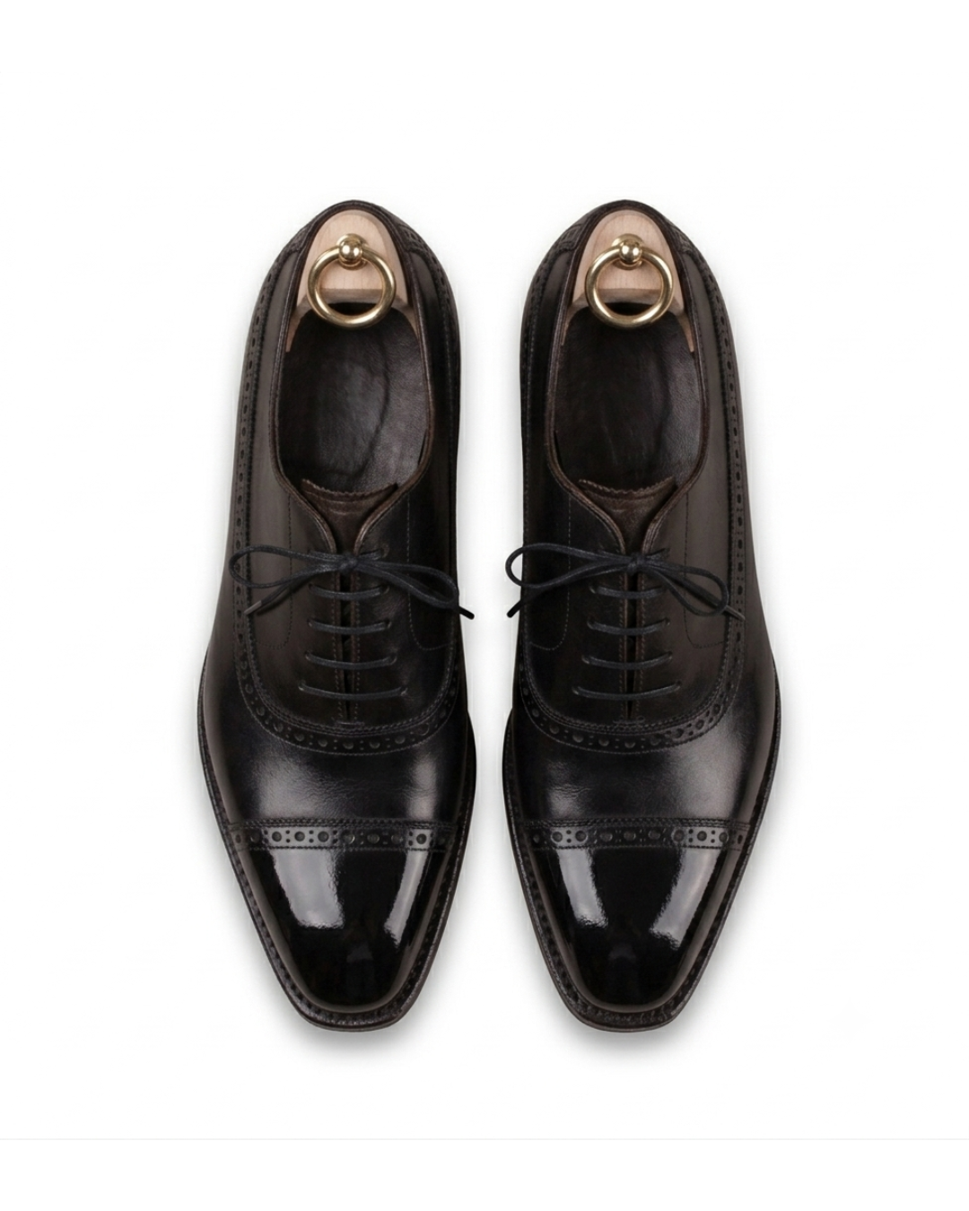 Handmade Men's Onyx Imperial Brogue Leather Oxford Shoes