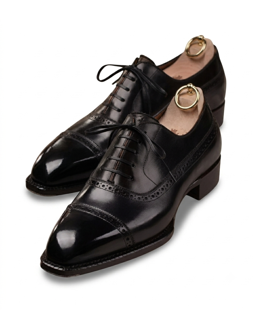 Handmade Men's Onyx Imperial Brogue Leather Oxford Shoes