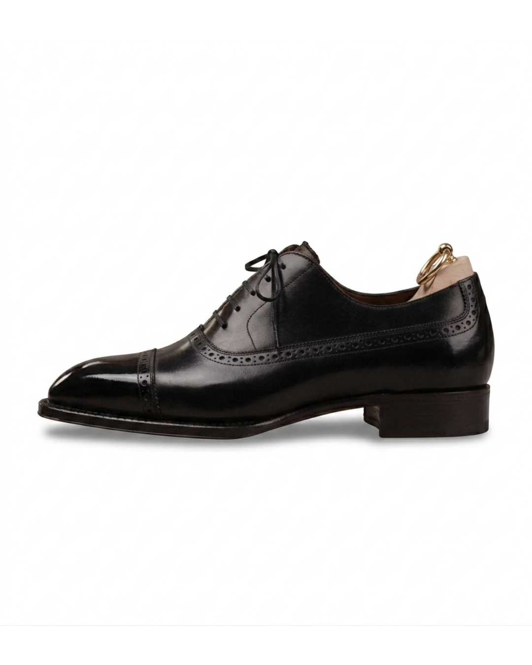 Handmade Men's Onyx Imperial Brogue Leather Oxford Shoes