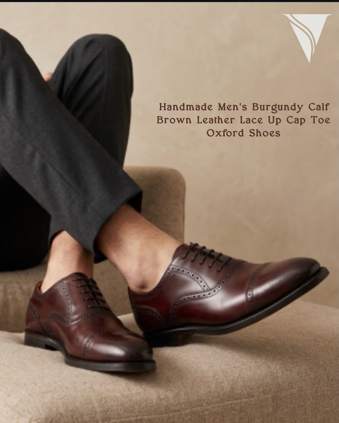 Handmade men's Cair Brown cap toe Oxford shoes
