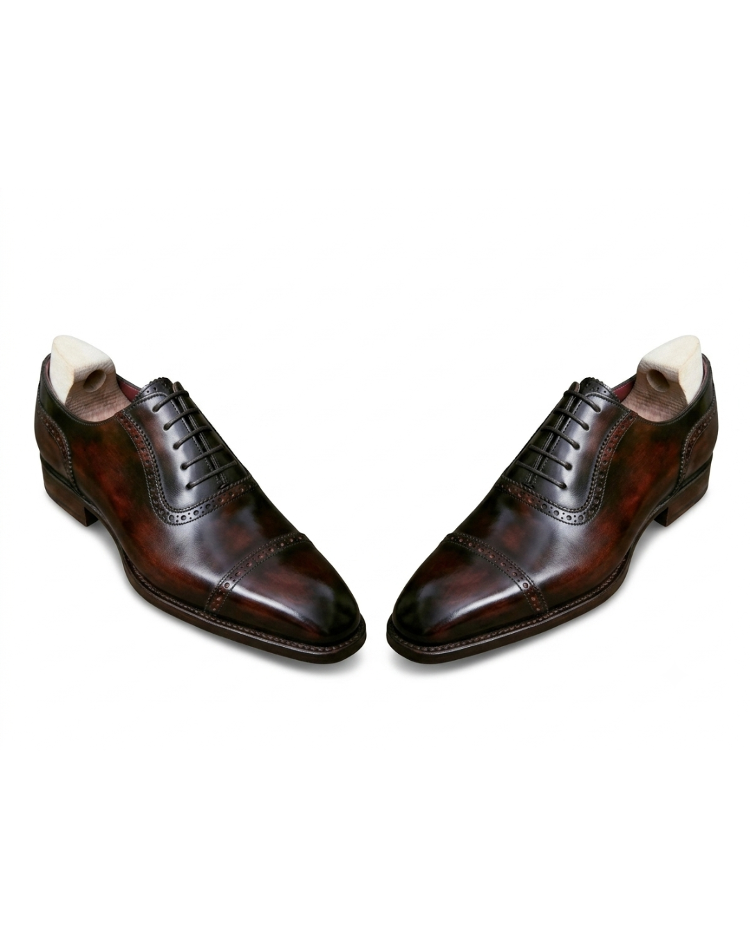 Handmade men's Cair Brown cap toe Oxford shoes