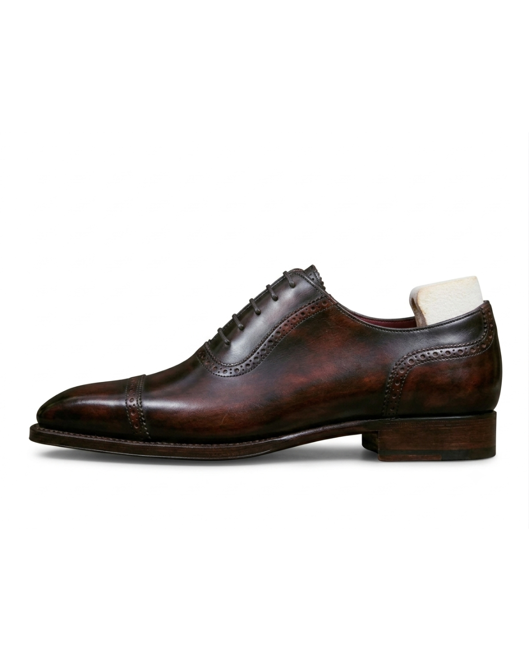 Handmade men's Cair Brown cap toe Oxford shoes