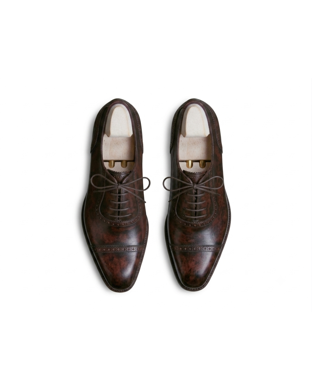 Handmade men's Cair Brown cap toe Oxford shoes