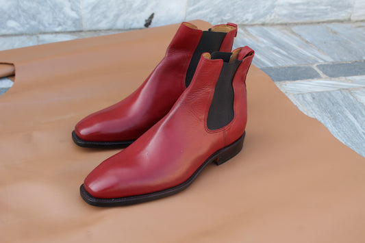 Handmade Men's Leather Red Slip-On Chelsea Boot