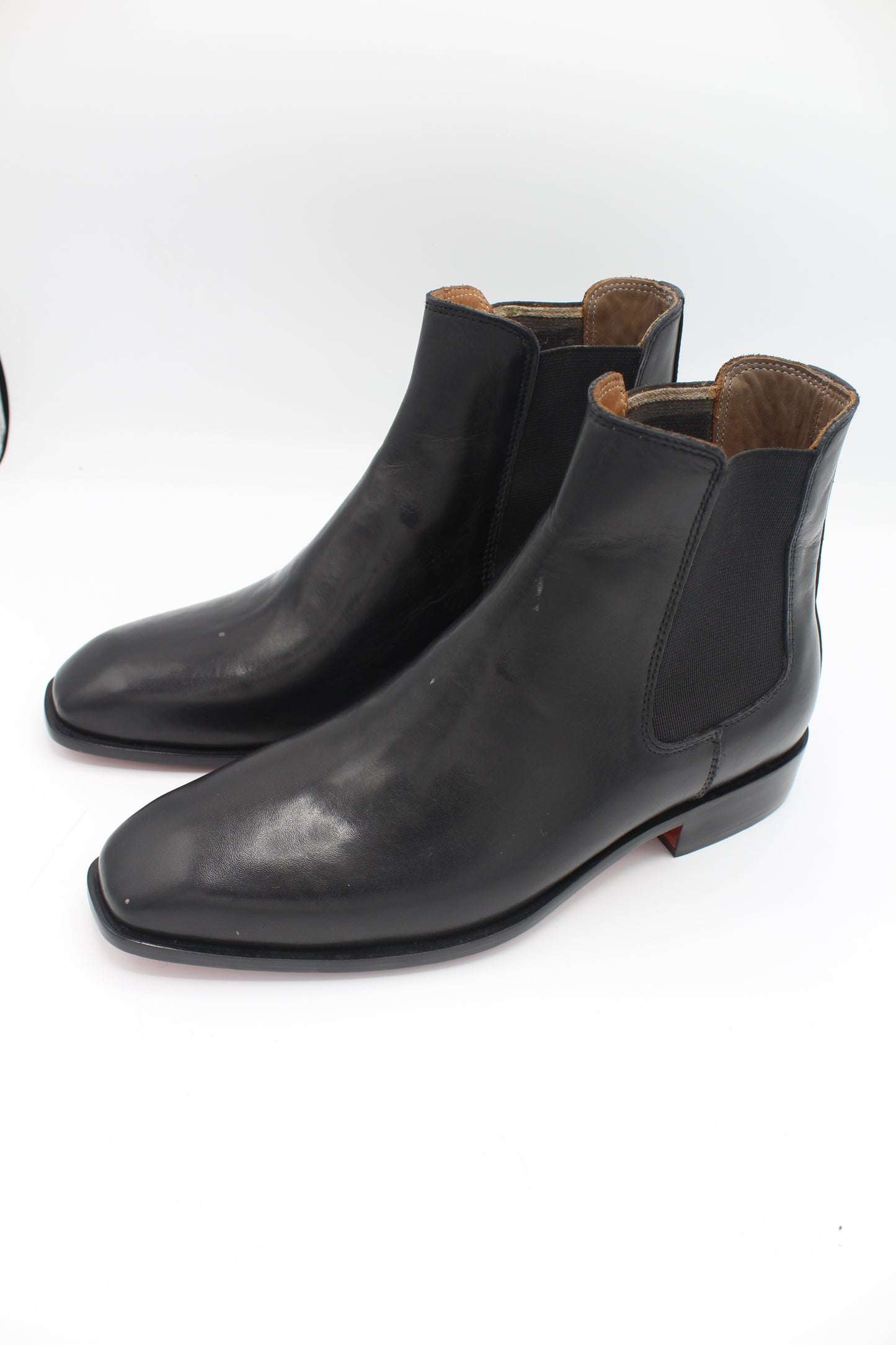 Handmade Men's Leather Black Leather Slip-On Ankle Chelsea Boot