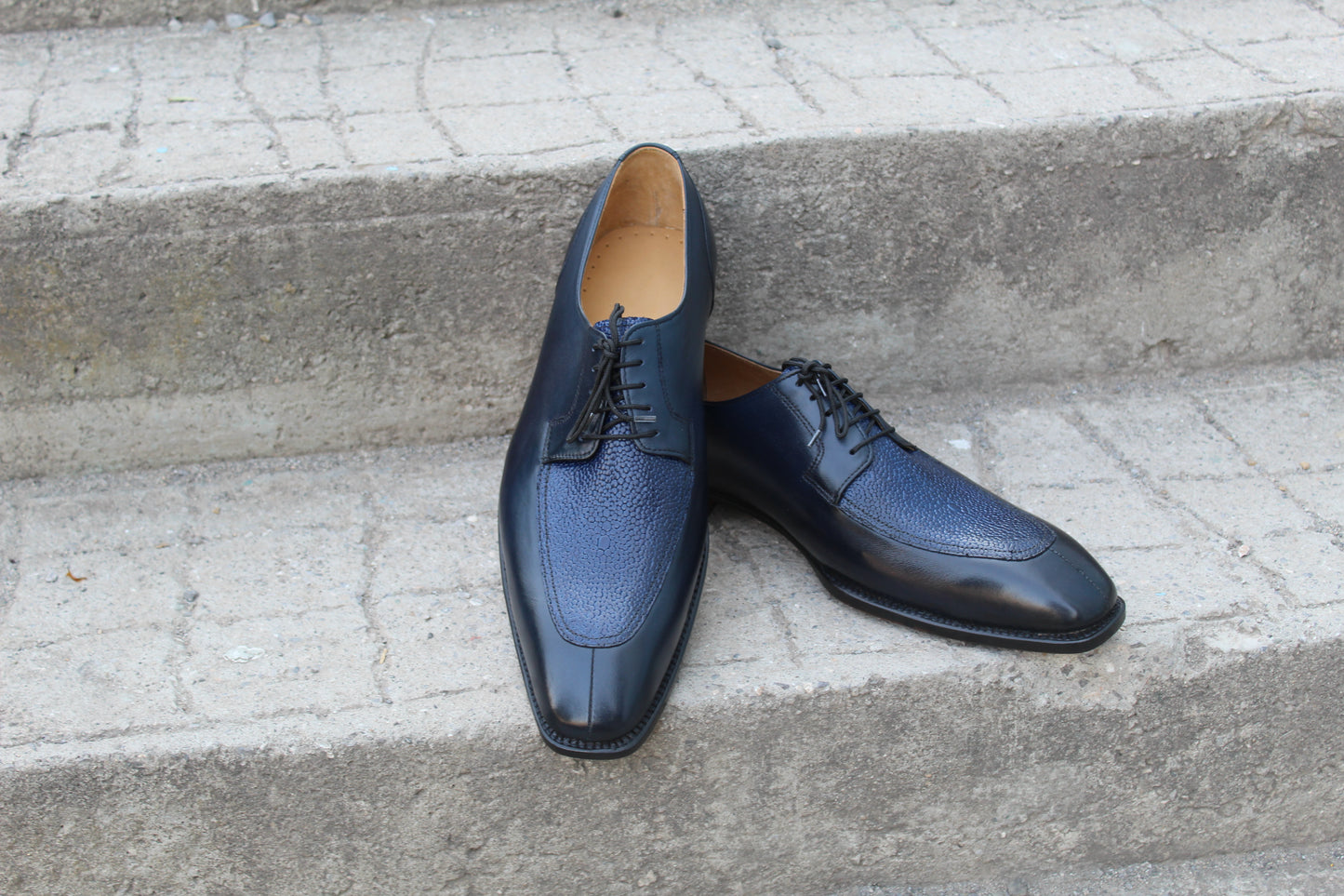 Handmade Men's Two Tone Lace Up Derby Oxford Shoes