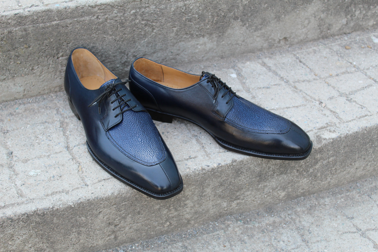 Handmade Men's Two Tone Lace Up Derby Oxford Shoes