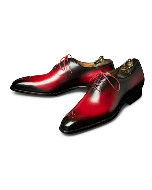 Handmade men's L'Élégance Rubis Sculpté leather loafers