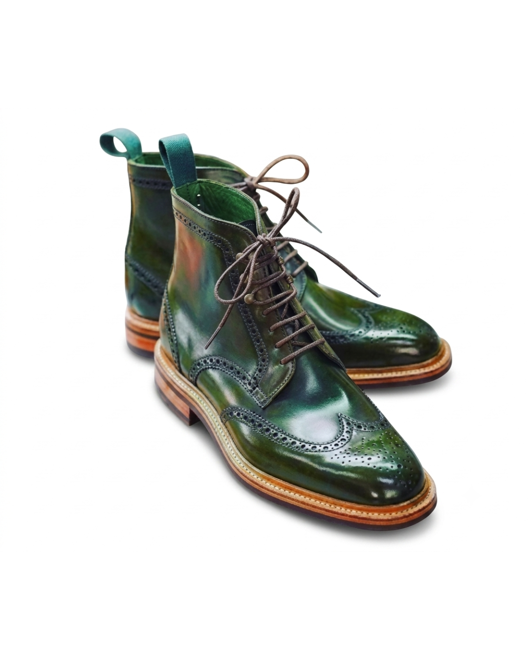 Handmade men's L'Inédit Olive Patiné leather monk strap shoes