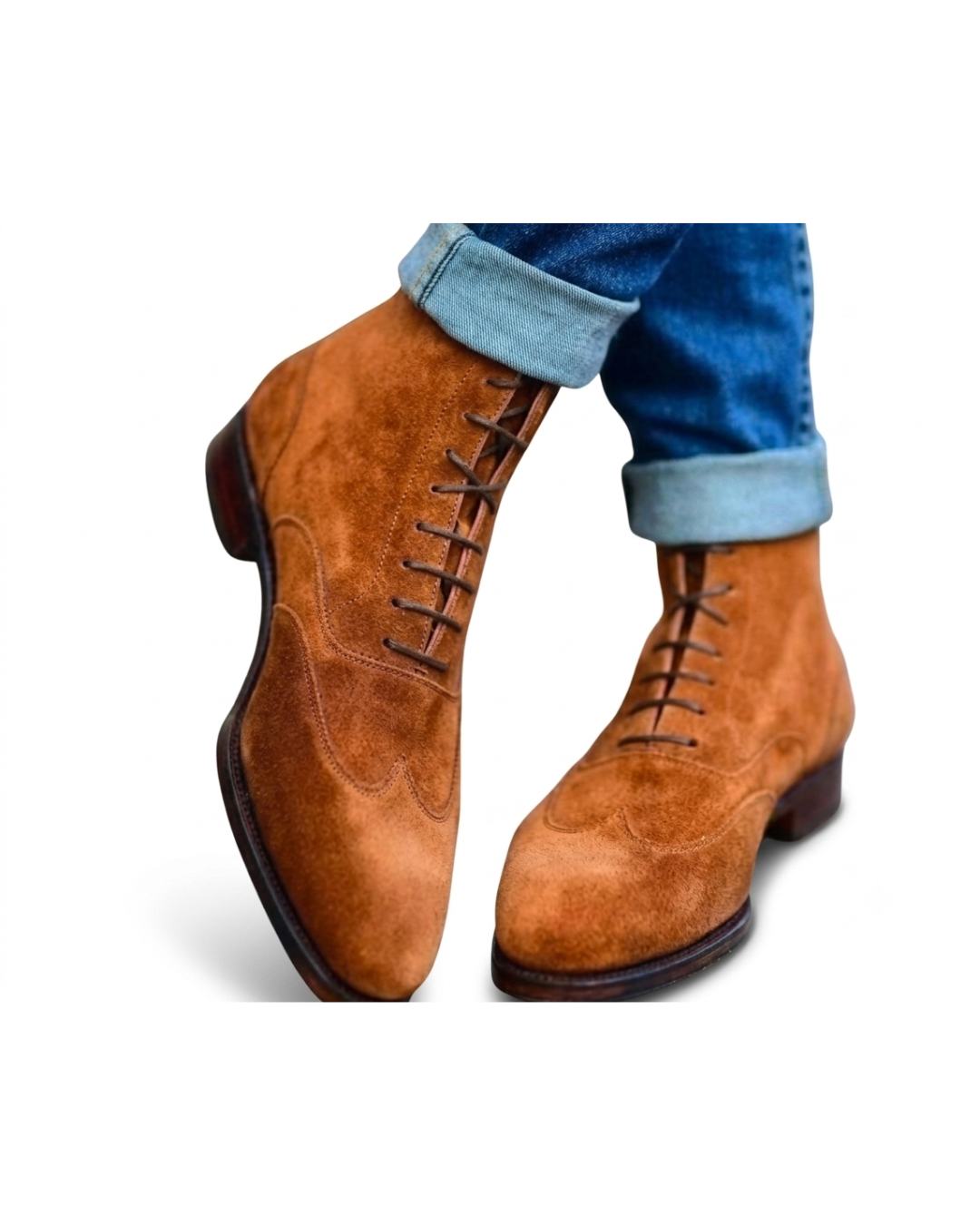 Handmade men's L'Inédit Velours Caramel monk strap shoes