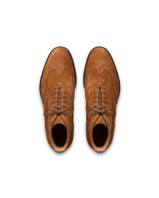 Handmade men's L'Inédit Velours Caramel monk strap shoes
