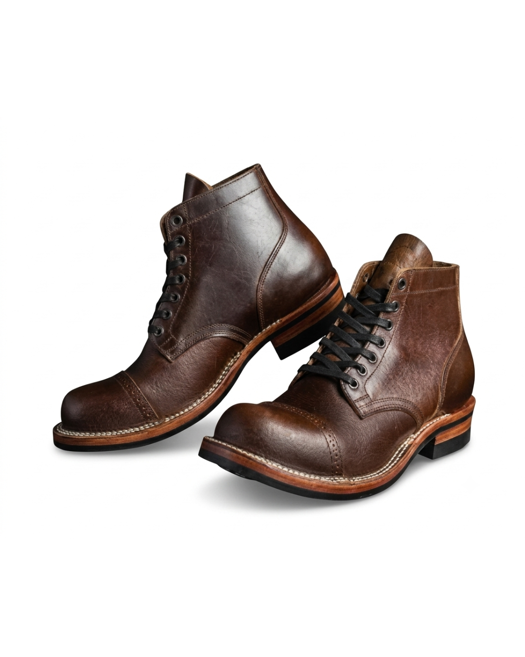 Handmade men's La Bottine Rustique Marron leather boots