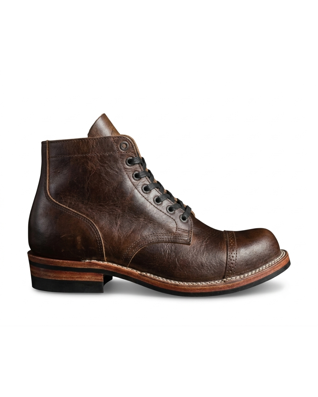 Handmade men's La Bottine Rustique Marron leather boots