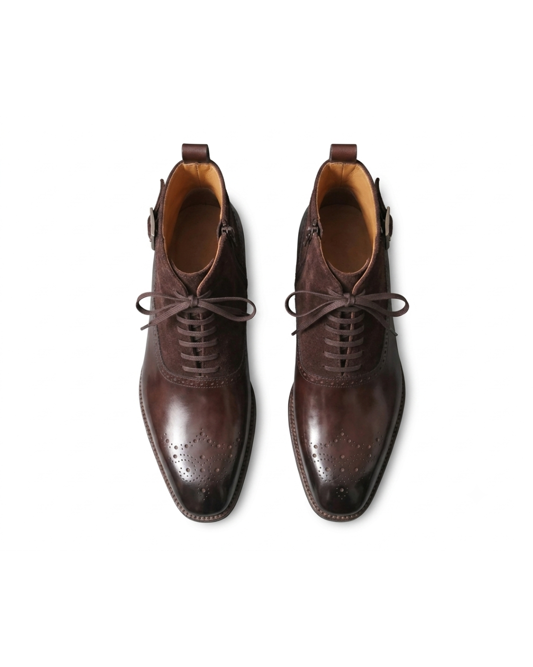 Handmade men's Le Boot Bi-Matière Chocolat leather boots