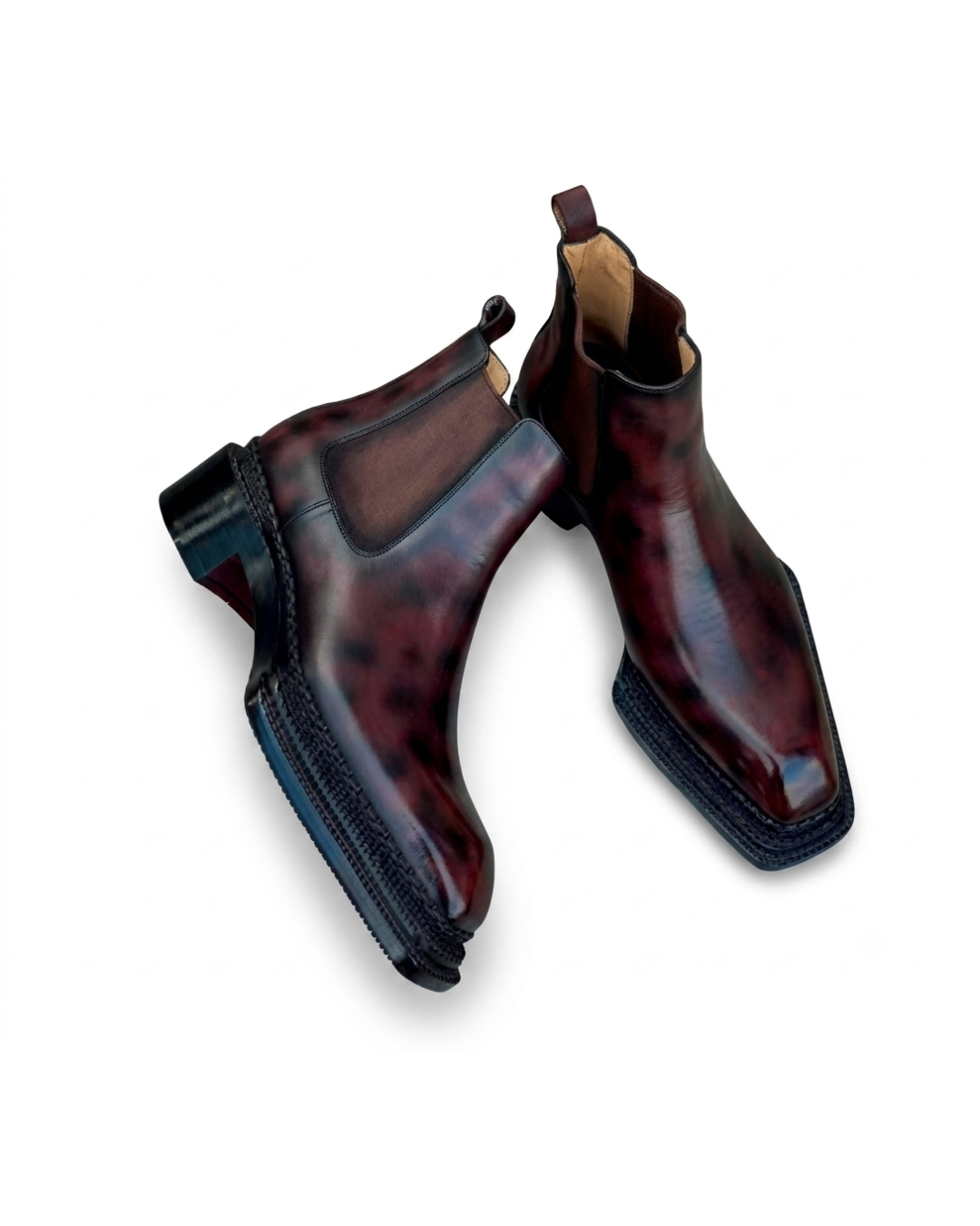 Handmade men's Le Boot Sculpté Mahogany leather boots
