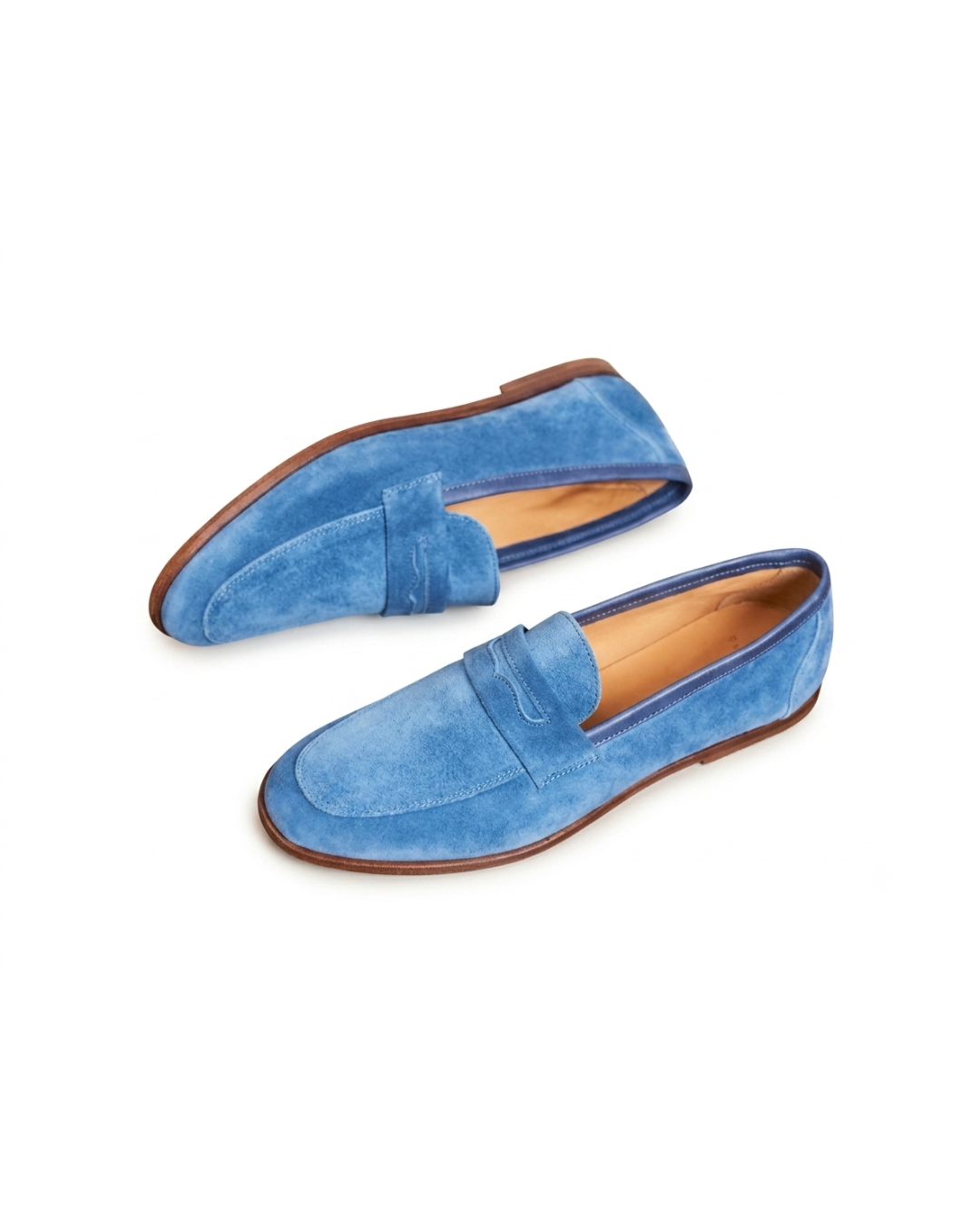 Handmade men's Le Mocassin Bleu Ciel leather loafers