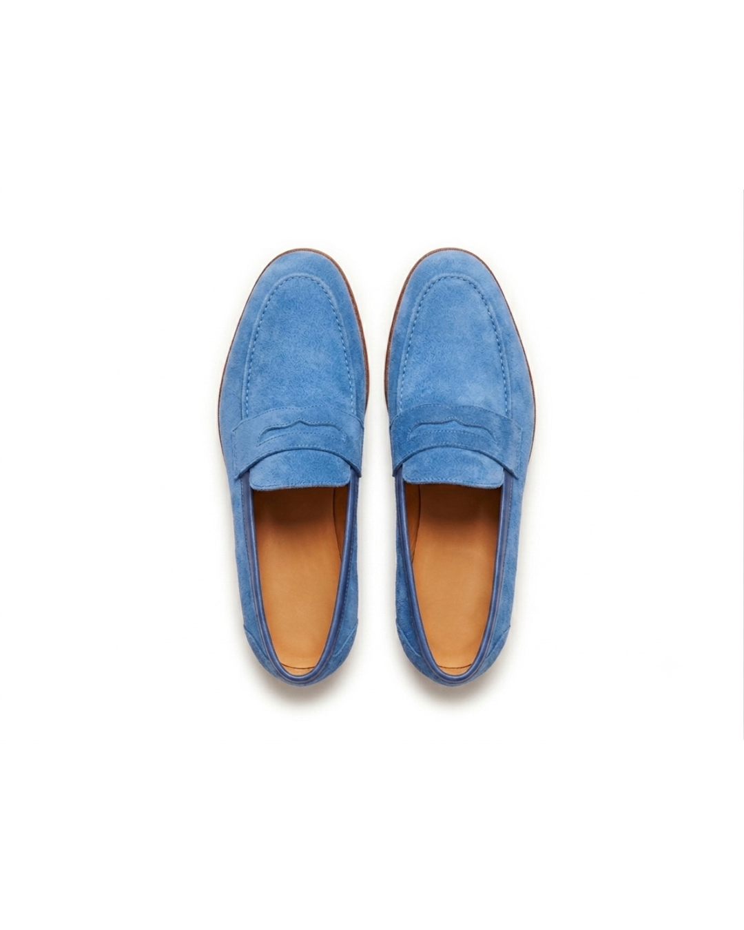 Handmade men's Le Mocassin Bleu Ciel leather loafers