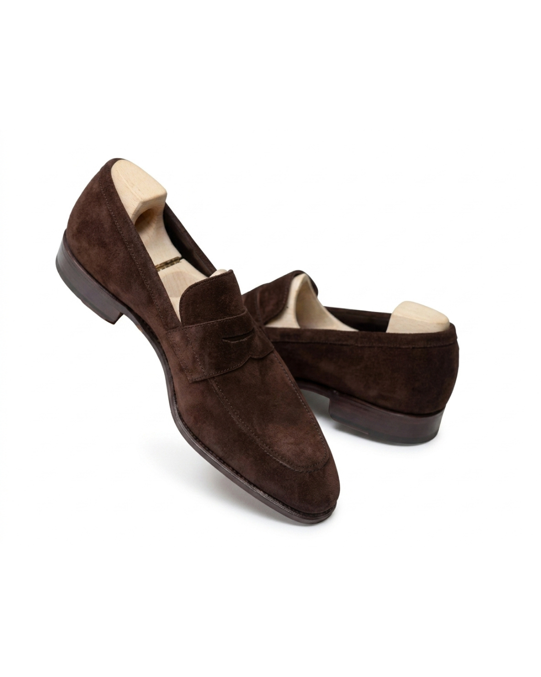 Handmade Men's Le Mocassin Velours Espresso Leather Loafers