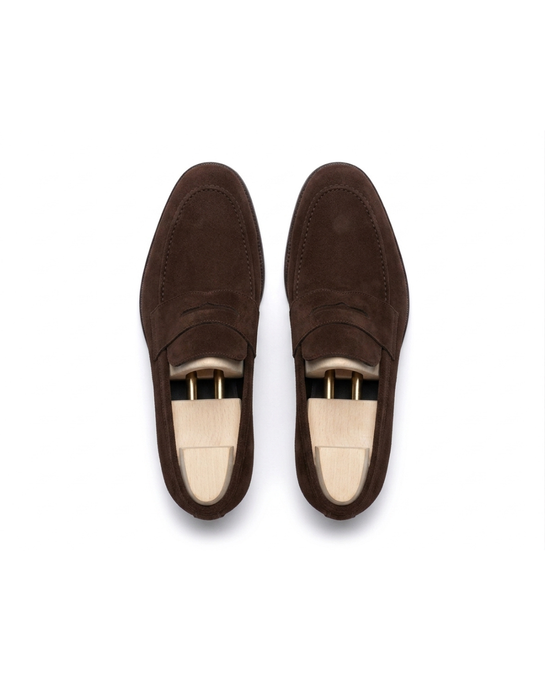 Handmade Men's Le Mocassin Velours Espresso Leather Loafers