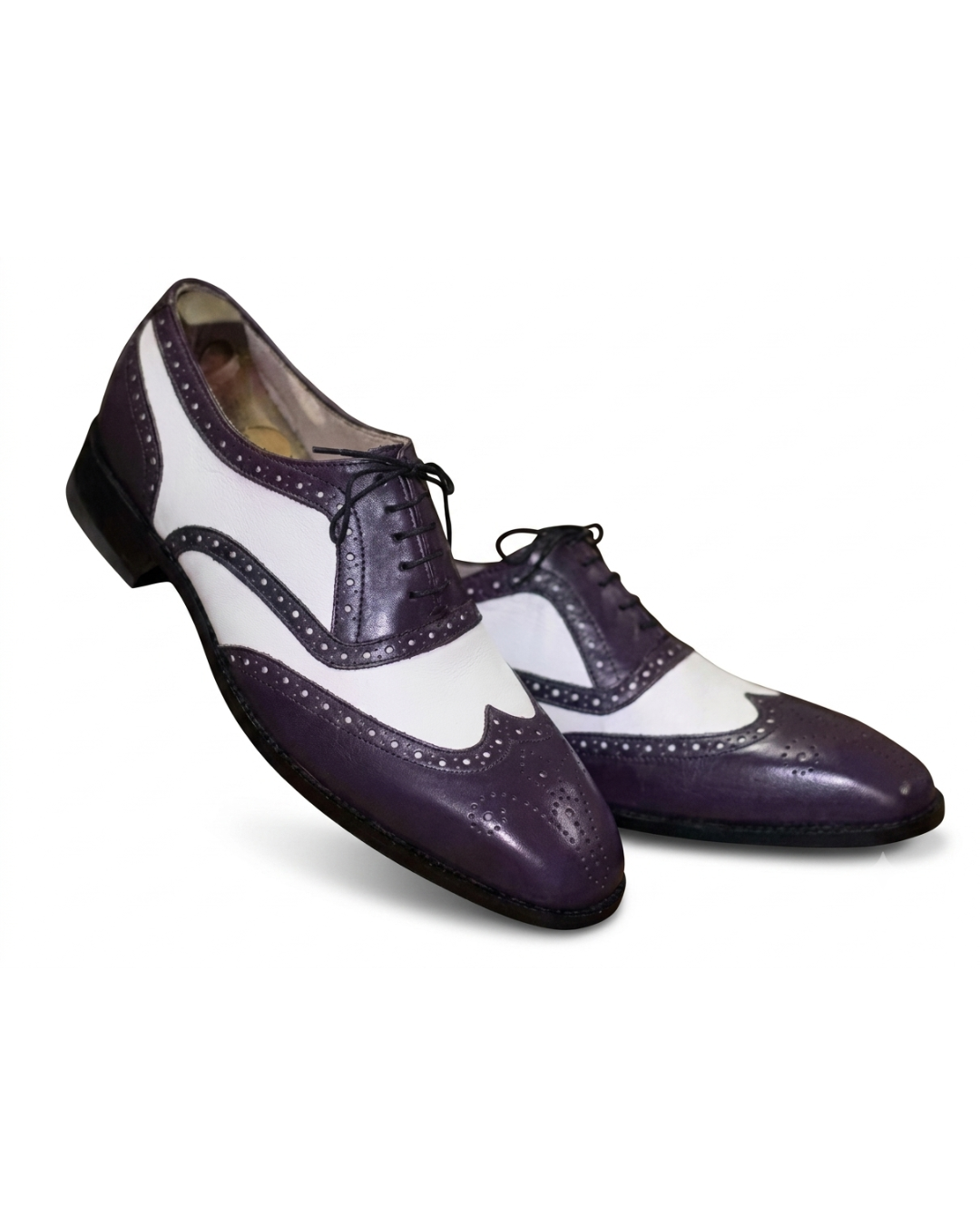 Handmade men's Le Oxford Violet & Blanc leather Oxford shoes