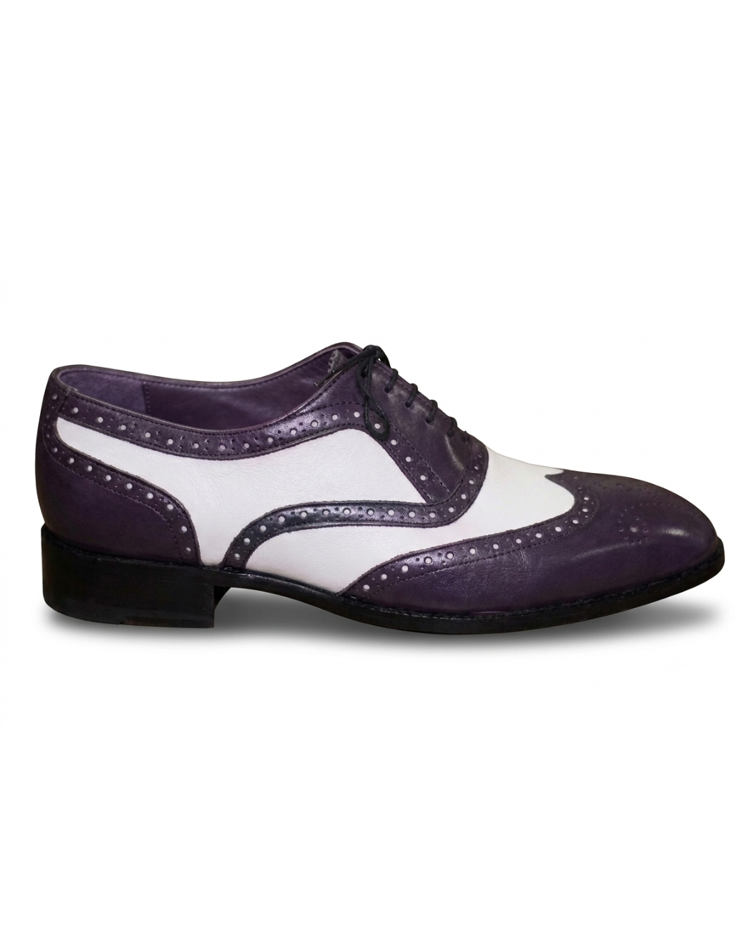 Handmade men's Le Oxford Violet & Blanc leather Oxford shoes