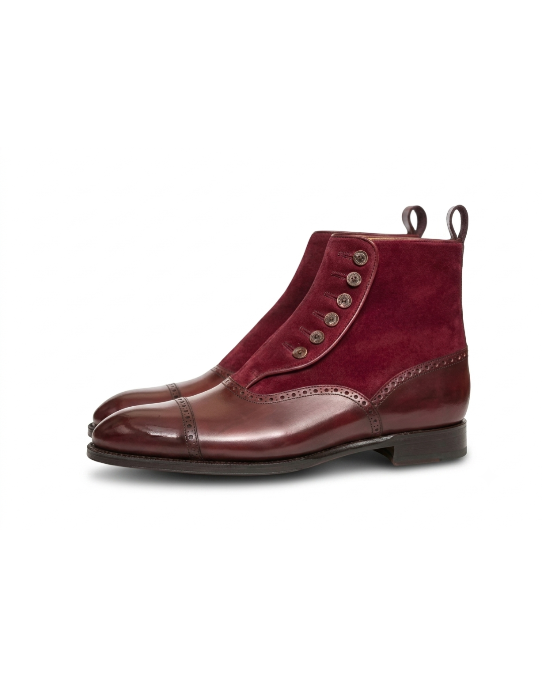 Handmade men's Le Velours Button leather boots