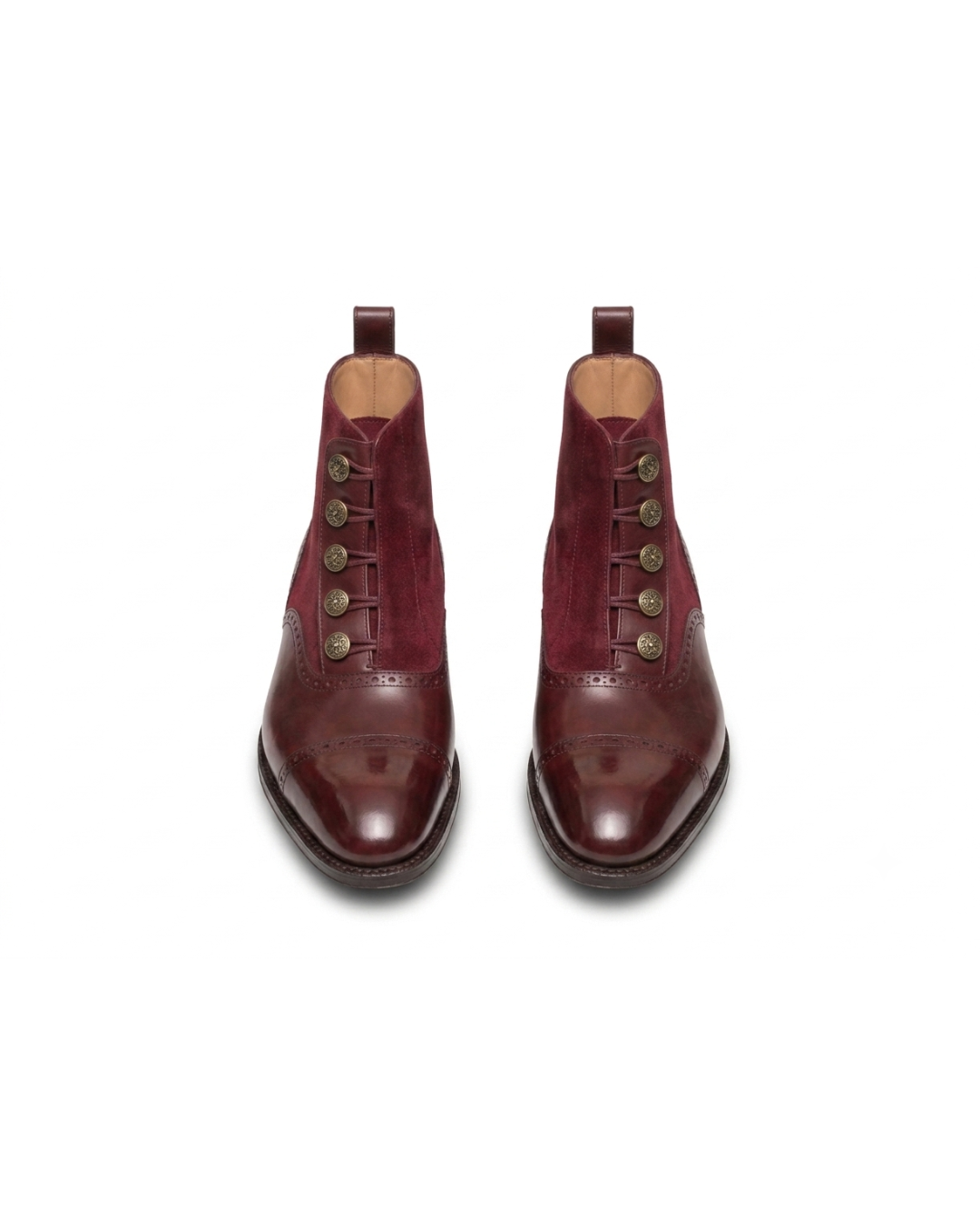 Handmade men's Le Velours Button leather boots