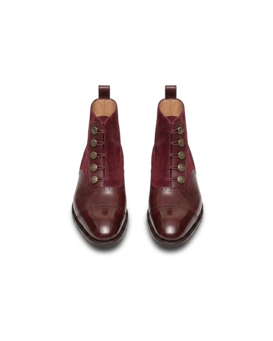 Handmade men's Le Velours Button leather boots