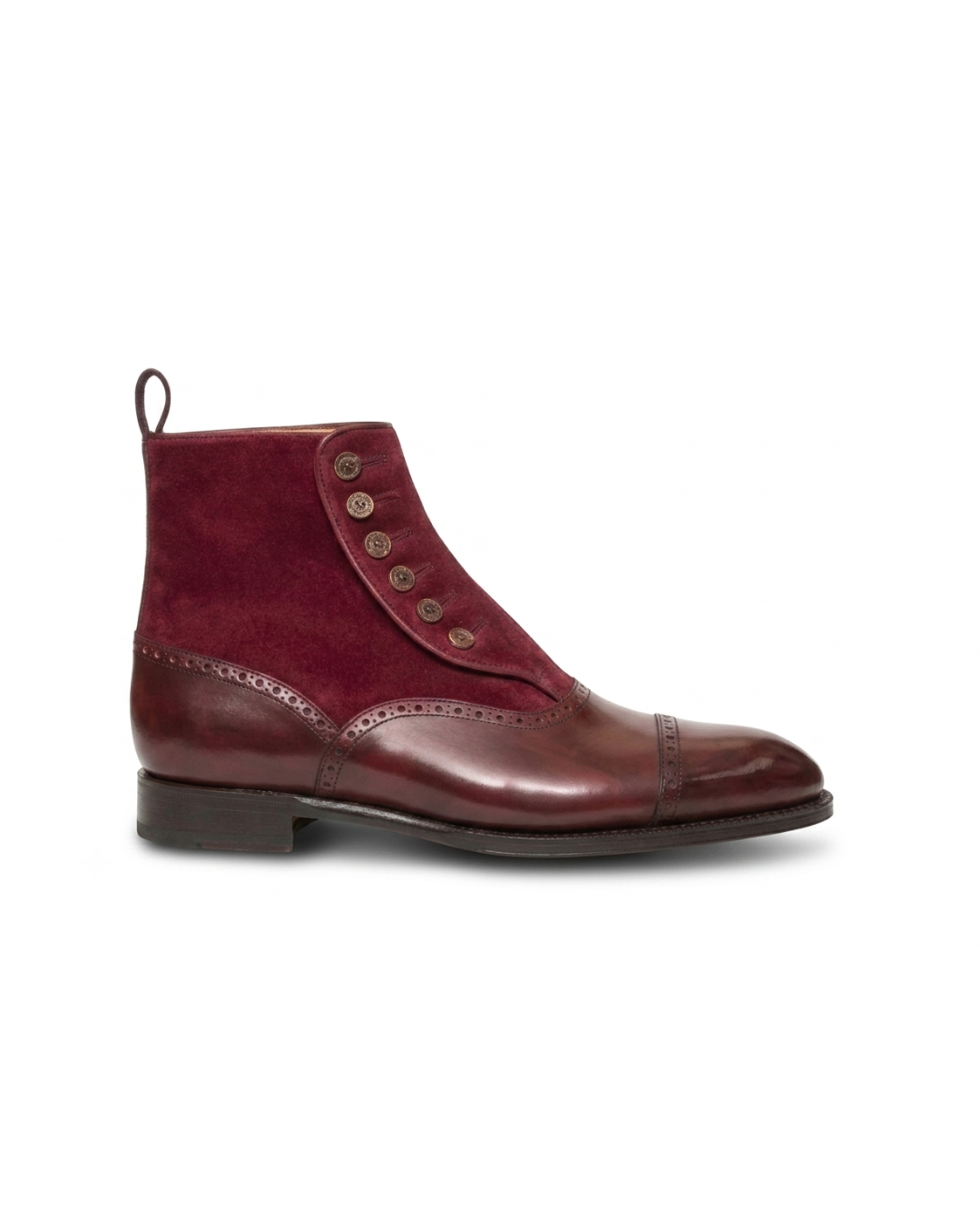 Handmade men's Le Velours Button leather boots