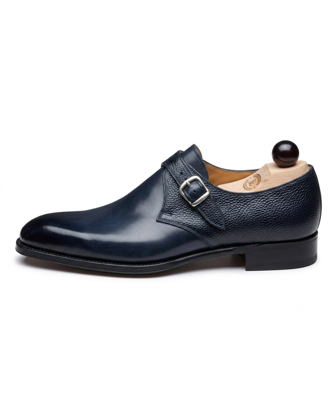 Handmade men's Sapphire Monk leather monk strap shoes