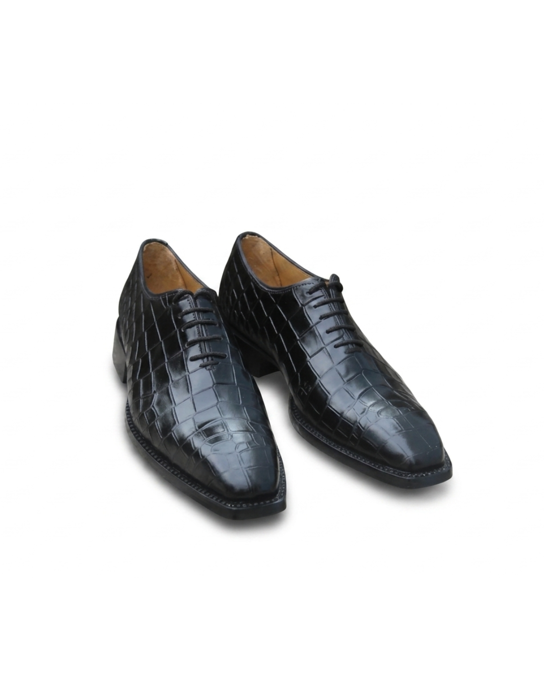 Handmade Men's Black Diamond Balmoral Leather Oxford Shoes