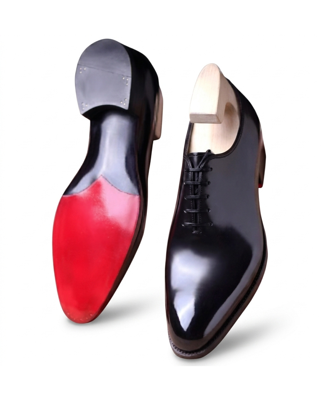 Handmade men's Scarlet-Bottom Sovereign leather Oxford shoes with scarlet sole