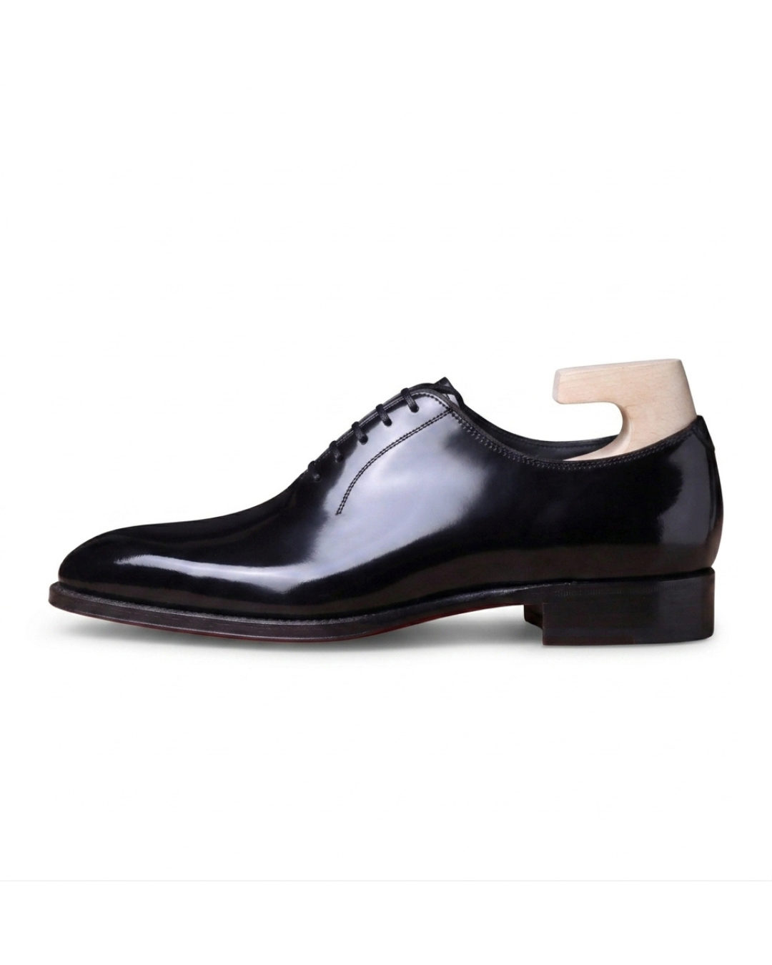 Handmade men's Scarlet-Bottom Sovereign leather Oxford shoes with scarlet sole