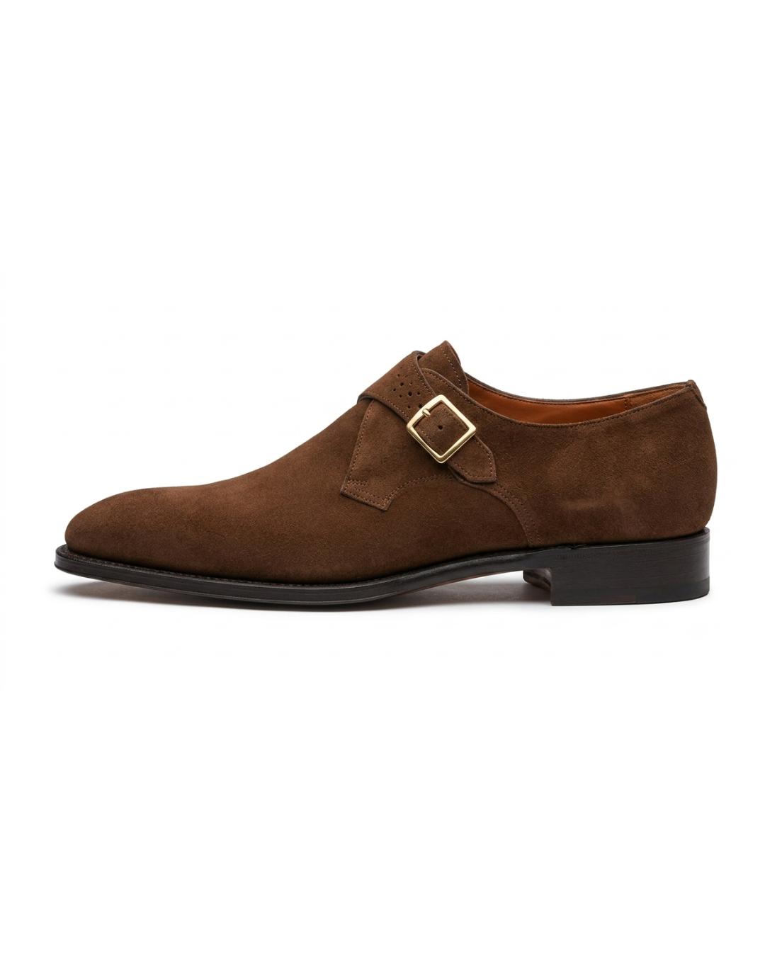 Handmade men's suede buckle monk strap shoes
