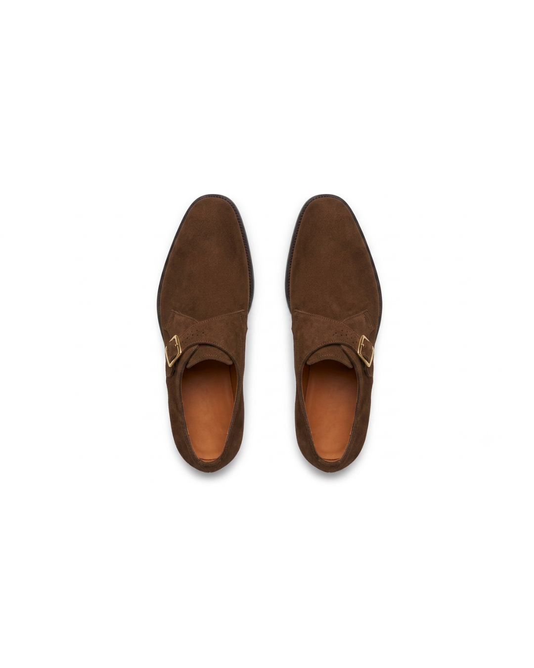 Handmade men's suede buckle monk strap shoes