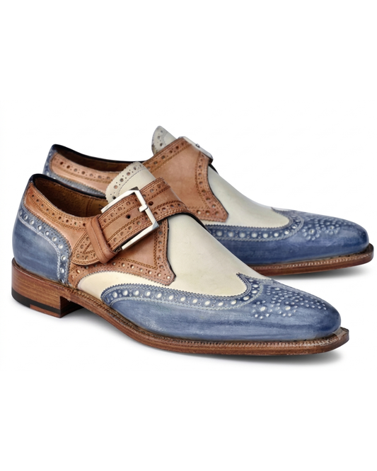 Handmade men's Le Spectateur Tri-Couleur leather loafers